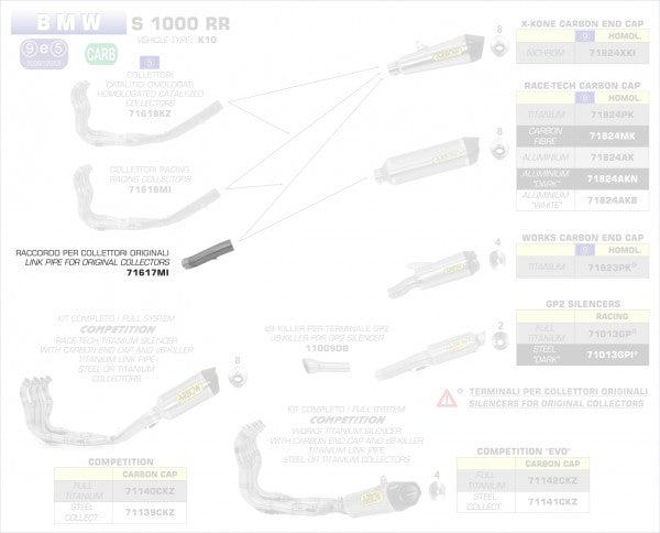 ARROW / アロー BMW S 1000 RR '15 スチール リンクパイプ  + オリジナルコレクター | 71617MI