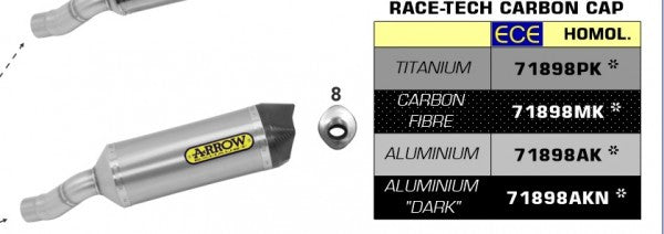 ARROW / アロー KAWASAKI ZX-6R 636 '19 eマーク認証 RACE TECH アルミサイレンサー カーボンエンドキャップ+ウェルデッドリンクパイプ付 | 71898AK