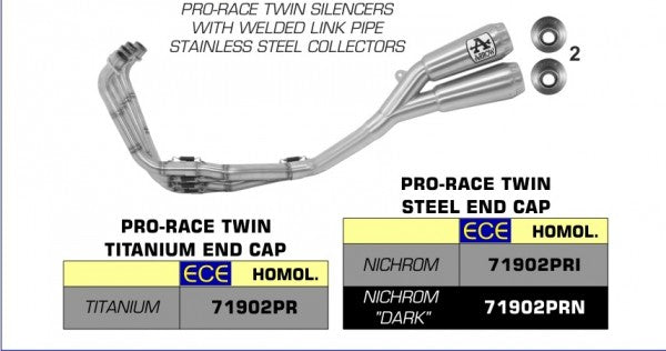 ARROW / アロー  Honda Cbr 650R 2019 - Cb 650R 2019- ステンレスフルシステムコレクター Eマーク Ol. チタン Pro-Race (Upp.+Low.)サイレンサー  | 71902PR