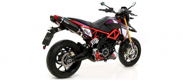 ARROW / アロー  Aprilia Dorsoduro 900  2017-19 Thunder Eマーク アルミエキゾースト カーボンエンドキャップ(Dx-Sx)+1:2 ステンレスリンクパイプ  | 71907AK