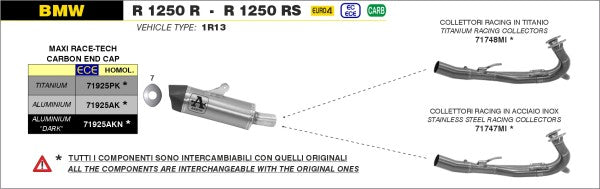 Arrow Street Maxi Race-Tech Aluminium Silencer with Carby End Cap、Endcap Carbon、ECEホモログ、DBキラーが含まれています | 71925AK