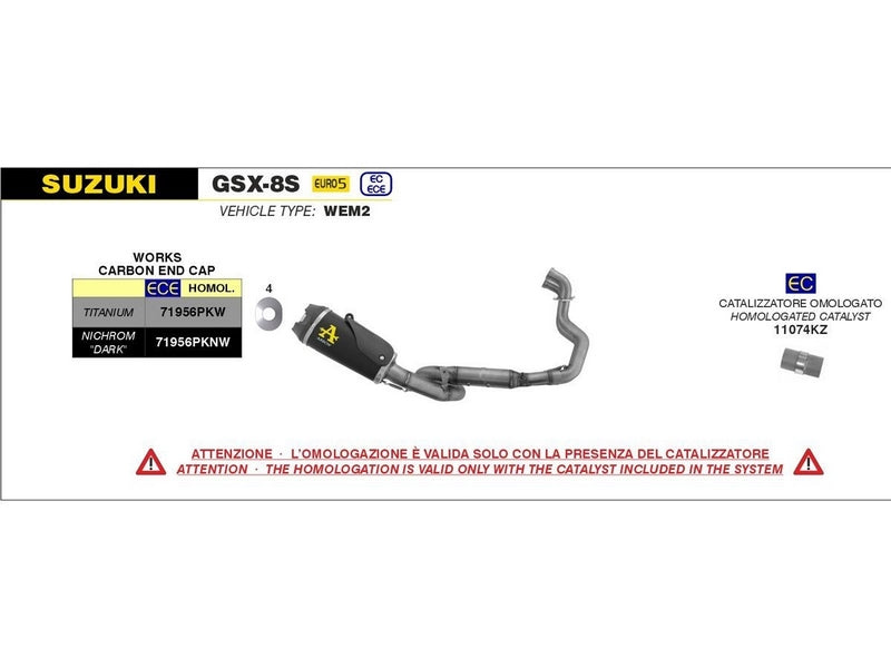 Arrow Exhaust System With Works Omologated Silencer Dark Nichrom | 71956PKW
