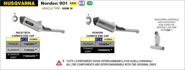Arrow / アロー HUSQVARNA NORDEN 901 '22 認証マフラー チタニウム SONORA サイレンサー | 72508SK