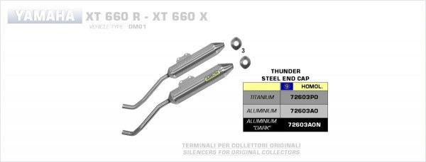 ARROW / アロー YAMAHA XT 660 X/ XT 660R '04-10 L & R アルミニウム eマーク認証 エキゾースト | 72603AO