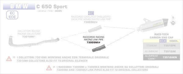 ARROW / アロー BMW C650 SPORT '16 ステンレス リンクパイプ + オリジナル / ARROW コレクター | 73009MI