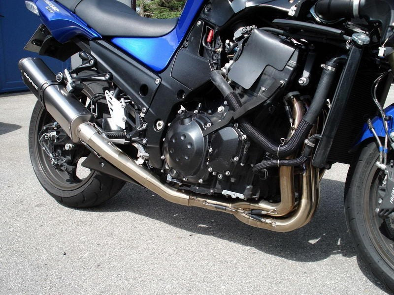 Bodis（ボディス）Three-Tec フルシステムレーシングマフラー 4in1 (キャタライザーなし)   ステンレス/チタニウム for ZZR14 | KZZR1400-001