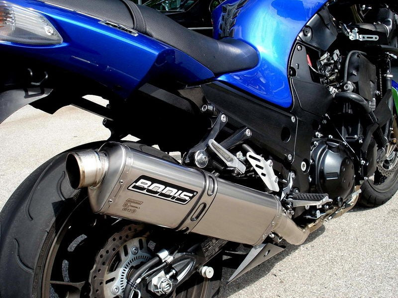Bodis（ボディス）Three-Tec フルシステムレーシングマフラー 4in1 (キャタライザーなし)   ステンレス/チタニウム for ZZR14 | KZZR1400-001