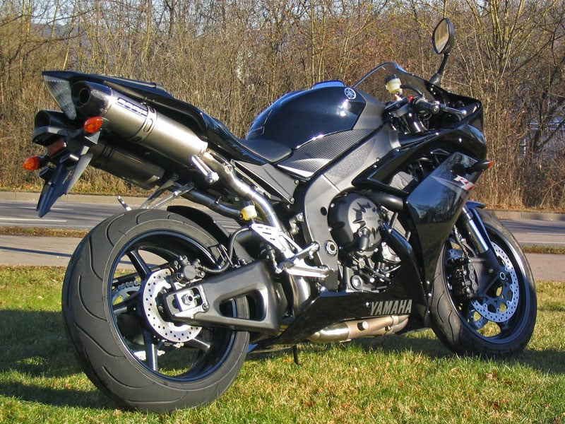 Bodis（ボディス）スリップオンマフラー セット ステンレス/フルチタン Oval Q2C ヨーロッパ公道走行認可 for YZF R1(07-08) | YR1-043