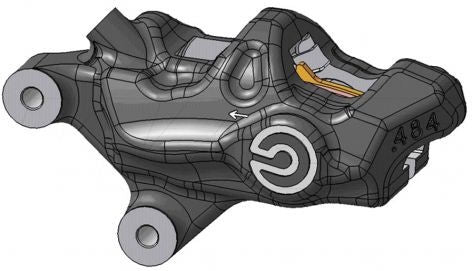 Brembo / ブレンボ FRONT RIGHT BRAKE CALIPER AXIAL 484 + PADS GREY LOGO | 120B81481