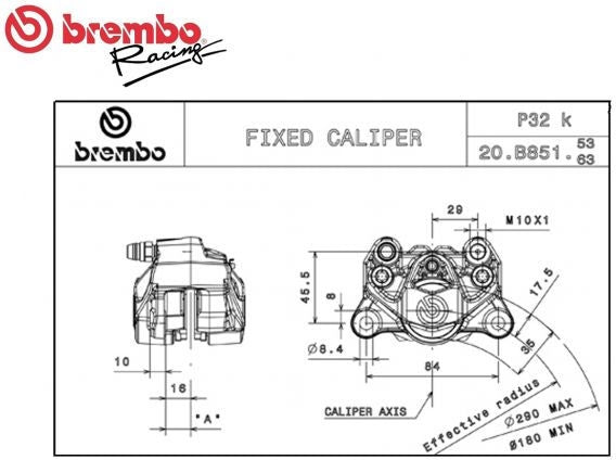 Brembo / ブレンボ REAR LEFT BRAKE CALIPER BLACK SERIES P32G FOR 5MM DISC | 20B85166