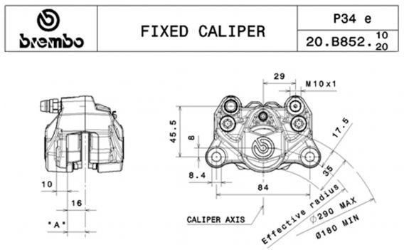 Brembo / ブレンボ REAR BRAKE CALIPER GOLD SERIES P34C FOR DISC UNTIL 4MM | 20B85215