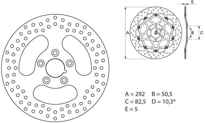 BREMBO / ブレンボ SERIE ORO (オーロ) (セリエ オーロ) フィックスド(固定)ラウンド リアブレーキディスク Harley-Davidson 883 XLH | 68B407E0