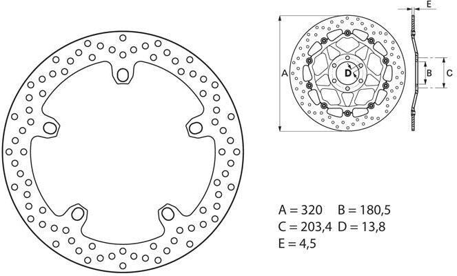 BREMBO / ブレンボ SERIE ORO (オーロ) (セリエ オーロ) フィックスド(固定)ラウンド リアブレーキディスク Husqvarna NUDA 900 | 68B407H7