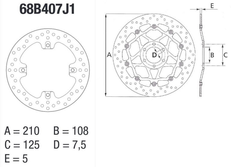BREMBO / ブレンボ SERIE ORO (オーロ) (セリエ オーロ) フィックスド(固定)ラウンド リアブレーキディスク MV Agusta F4R/B Brutale 1078 | 68B407J1