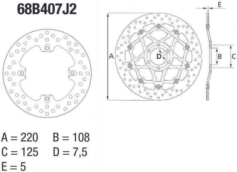 BREMBO / ブレンボ SERIE ORO (オーロ) (セリエ オーロ) フィックスド(固定)ラウンド リアブレーキディスク MV Agusta 675 Brutalee/F3 | 68B407J2