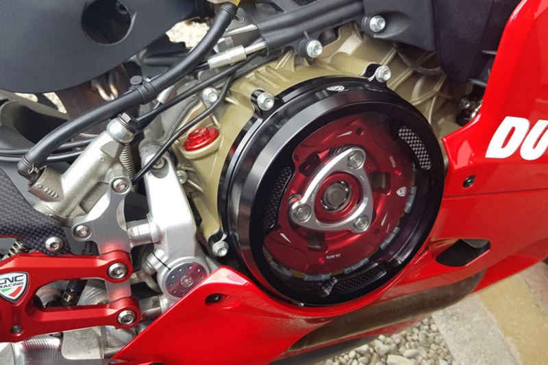 CNC Racing Clear oil bath clutch cover with carbon fiber inlay for Ducati Panigale  Black | CA201B