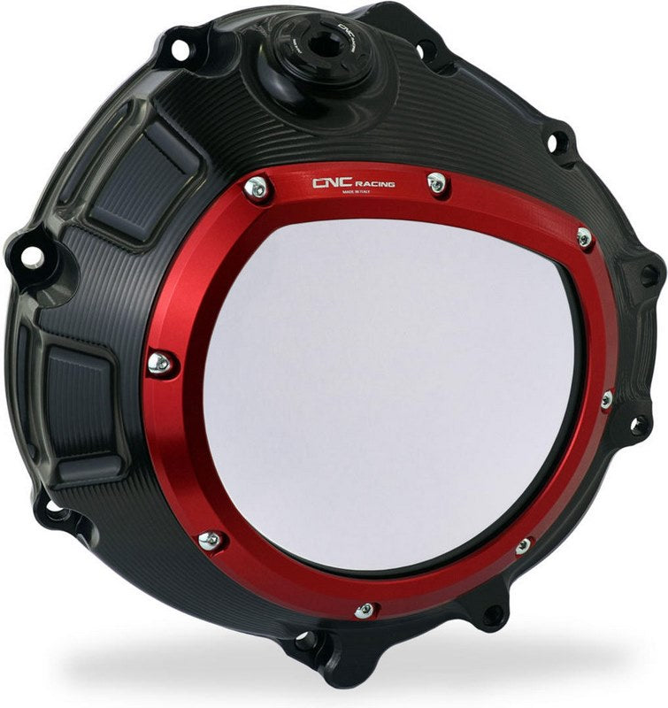CNC Racing / シーエヌシーレーシング Clear clutch cover BMW - hydraulic control  Black/Red | CA800BR