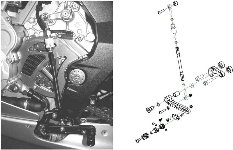 CNC Racing Adjustable rear sets - Reverse shifting MV Agusta   Black | PE330B