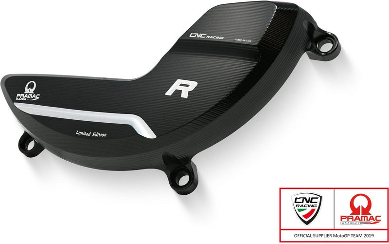 CNC Racing Clutch cover protector Ducati Panigale V4 R - Pramac Racing Limited Edition  Black/Silver | PR314BPR