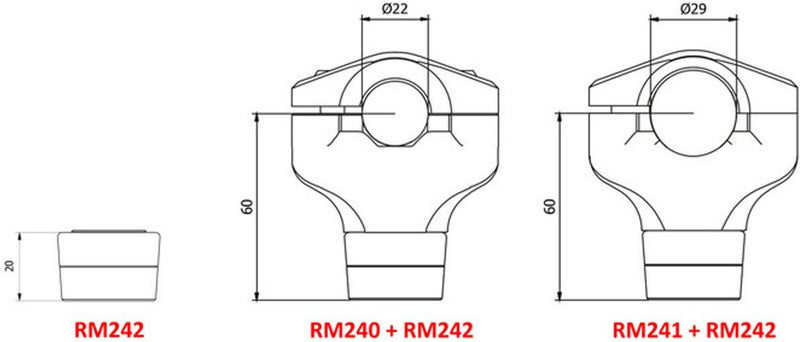 CNC Racing Riser's upper H 20mm.  Black | RM242B