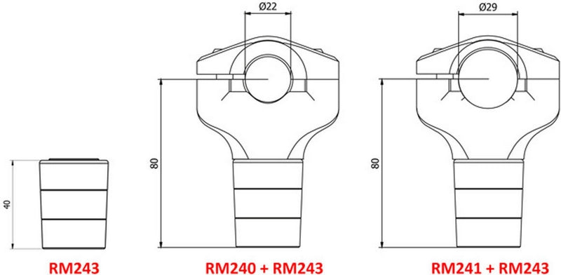 CNC Racing Riser's upper H 40mm.  Black | RM243B