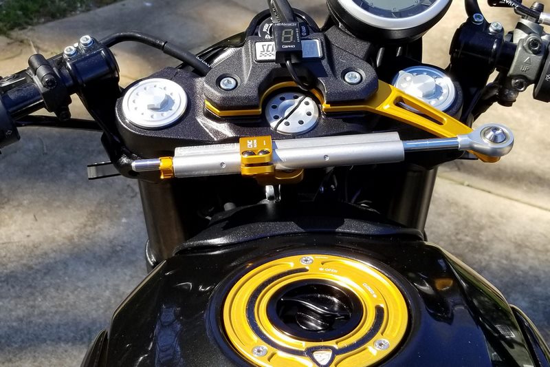 CNC Racing Steering damper kit Ducati Scrambler - Cafe Racer mounting accessory  Black | SDA01B