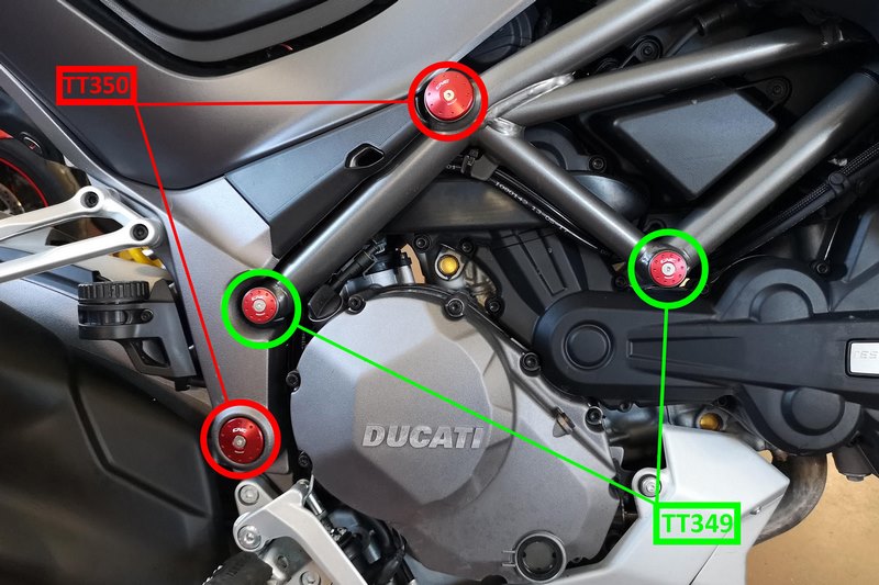 CNC Racing FRAME CAPS KIT DUCATI MULTISTRADA 1260 - big holes | TT350