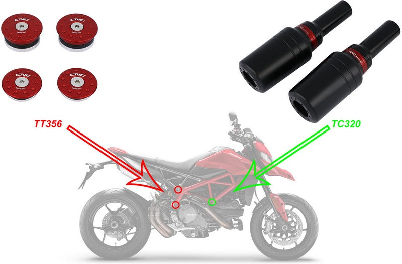 CNC Racing Frame caps kit Ducati Hypermotard 950 (to be mounted with TC320) | TT356