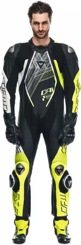 Dainese / ダイネーゼ AUDAX D-ZIP 1PC PERF. レザー スーツ ブラック/フルオイエロー/ホワイト | 2015100002-P86