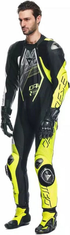 Dainese / ダイネーゼ AUDAX D-ZIP 1PC PERF. レザー スーツ ブラック/フルオイエロー/ホワイト | 2015100002-P86