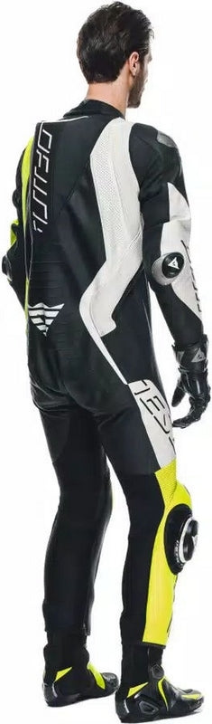 Dainese / ダイネーゼ AUDAX D-ZIP 1PC PERF. レザー スーツ ブラック/フルオイエロー/ホワイト | 2015100002-P86