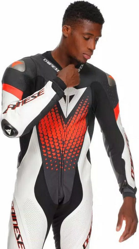 Dainese / ダイネーゼ LAGUNA SECA 6 PERF 1PC レザー スーツ ブラック/ホワイト/フルオレッド | 2015100061-N32