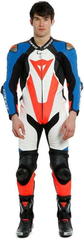 Dainese / ダイネーゼ LAGUNA SECA 5 1PC レザースーツ パーフォレーション ホワイト/ライトブルー/ブラック/フルオレッド | 201513467-88E