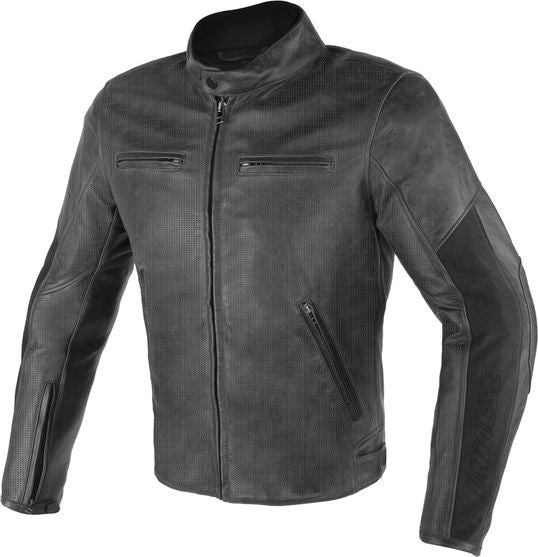 DAINESE STRIPES D1 PERF. LEATHER JACK  BLACK/BLACK  Size 54 | 201533784631013