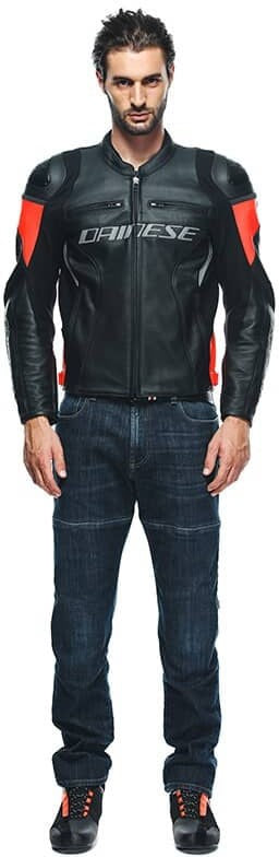 Dainese / ダイネーゼ RACING 4 レザー ジャケット  ブラック/フルオレッド | 201533848628009