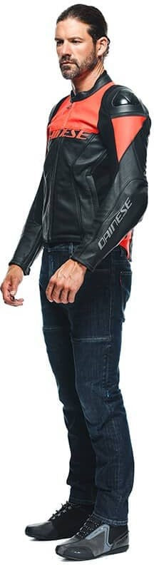 Dainese / ダイネーゼ RACING 4 レザー ジャケット PERF.  ブラック/フルオレッド | 201533849628016