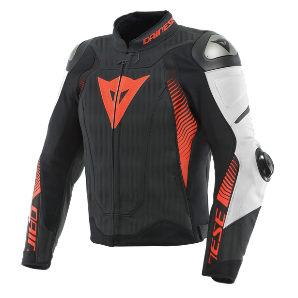 Dainese / ダイネーゼ Super Speed 4 Leather Jacket Perf. Black-Matt/White/Fluo-Red | 201533871-23A