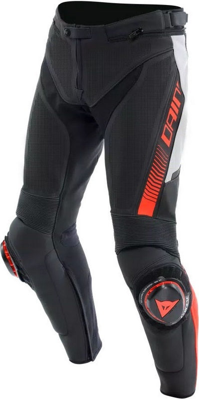 Dainese / ダイネーゼ SUPER SPEED PERF. レザーパンツ ブラック/ホワイト/フルオレッド | 2015500007-N32