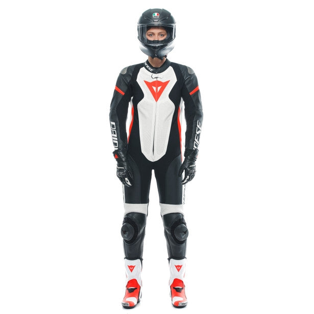Dainese / ダイネーゼ Grobnik Lady Leather 1Pc Suit Perf. Black/White/Fluo-Red | 202513484-N32