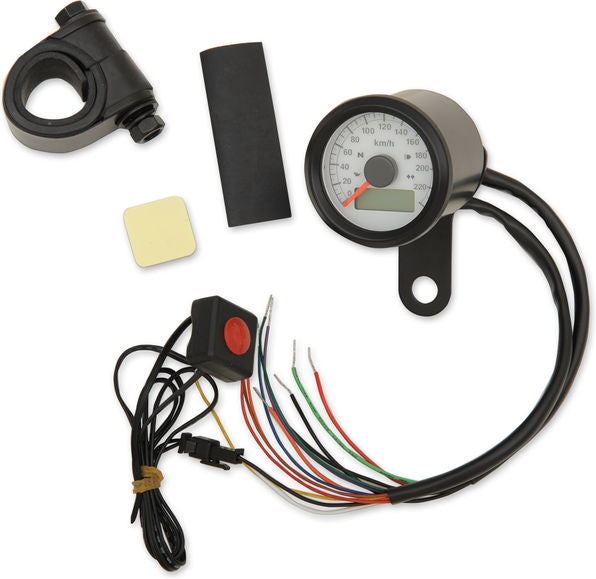 Drag Specialties SPEEDO W/4LTS KPH BLK/WHT | 77902KW