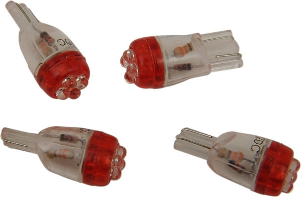 Drag Specialties MINI WEDGE RED LED | T10-4LEDR-HC