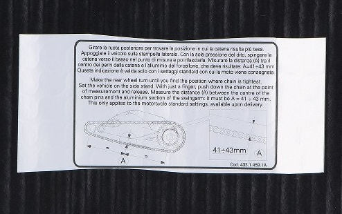 DUCATI純正 CHAIN ADJUSTMENT STICKER | 43314591A