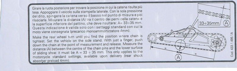 DUCATI / ドゥカティ Genuine CHAIN ADJUSTMENT STICKER | 43314951A