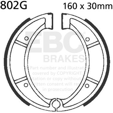 EBCブレーキ モーターサイクル 溝付き リプレイスメント ブレーキシューズ リア左側用 | 802G