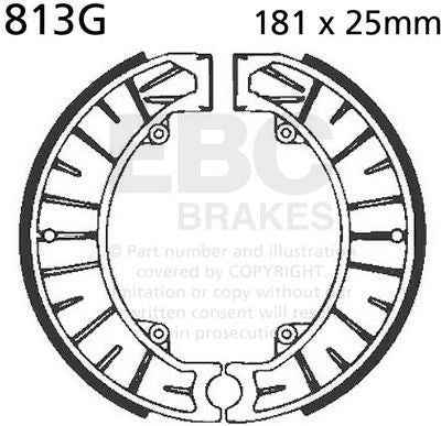 EBCブレーキ モーターサイクル 溝付き リプレイスメント ブレーキシューズ リア右側用 | 813G