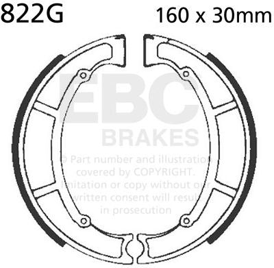 EBCブレーキ モーターサイクル 溝付き リプレイスメント ブレーキシューズ リア左側用 | 822G