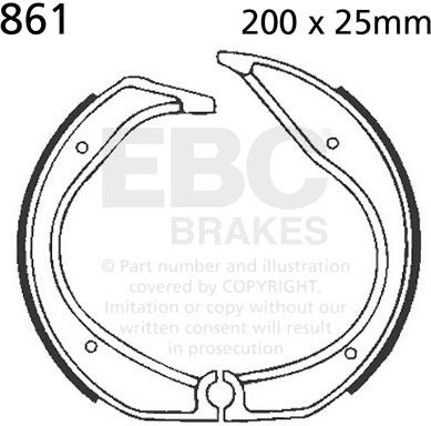 EBCブレーキ Plain モーターサイクル リプレイスメント ブレーキシューズ リア右側用 | 861