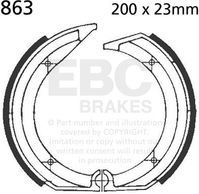 EBCブレーキ Plain モーターサイクル リプレイスメント ブレーキシューズ リア右側用 | 863
