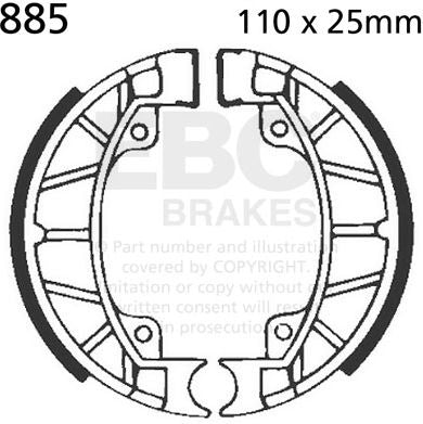 EBCブレーキ Plain モーターサイクル リプレイスメント ブレーキシューズ フロント左側用 | 885