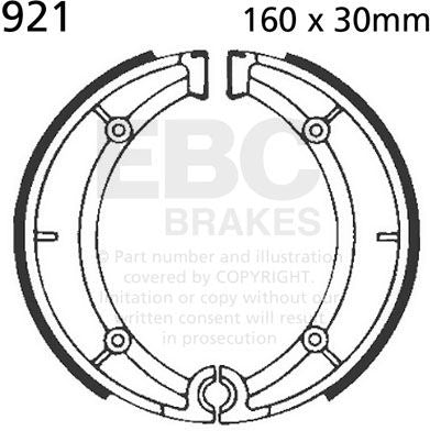 EBCブレーキ Plain モーターサイクル リプレイスメント ブレーキシューズ リア左側用 | 921